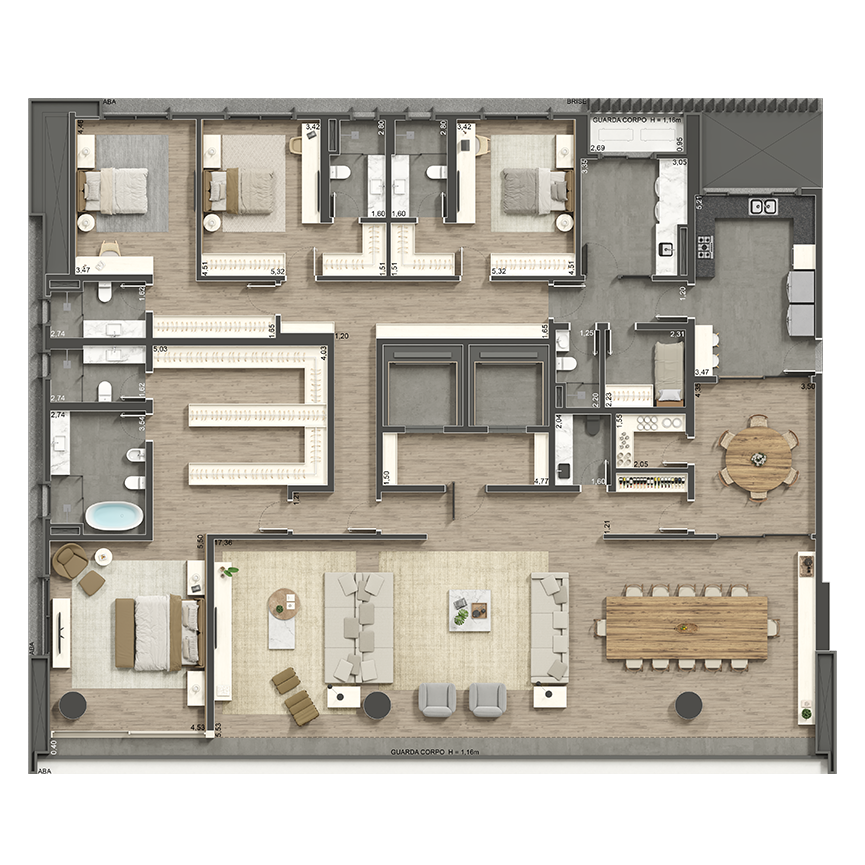 400 m² - Torre W 4 suítes, 5 vagas