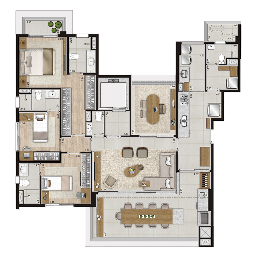 150 m² 3 suítes, 2 vagas 