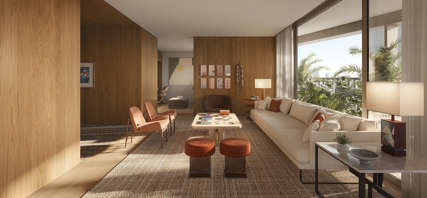 Perspectiva Artística do Living - Apto. de 246 m²
