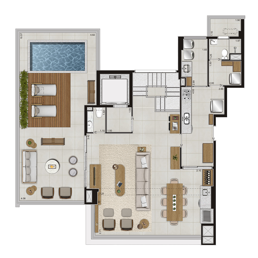 290 m² Cobertura Duplex Superior  - 4 suítes, 3 Vagas