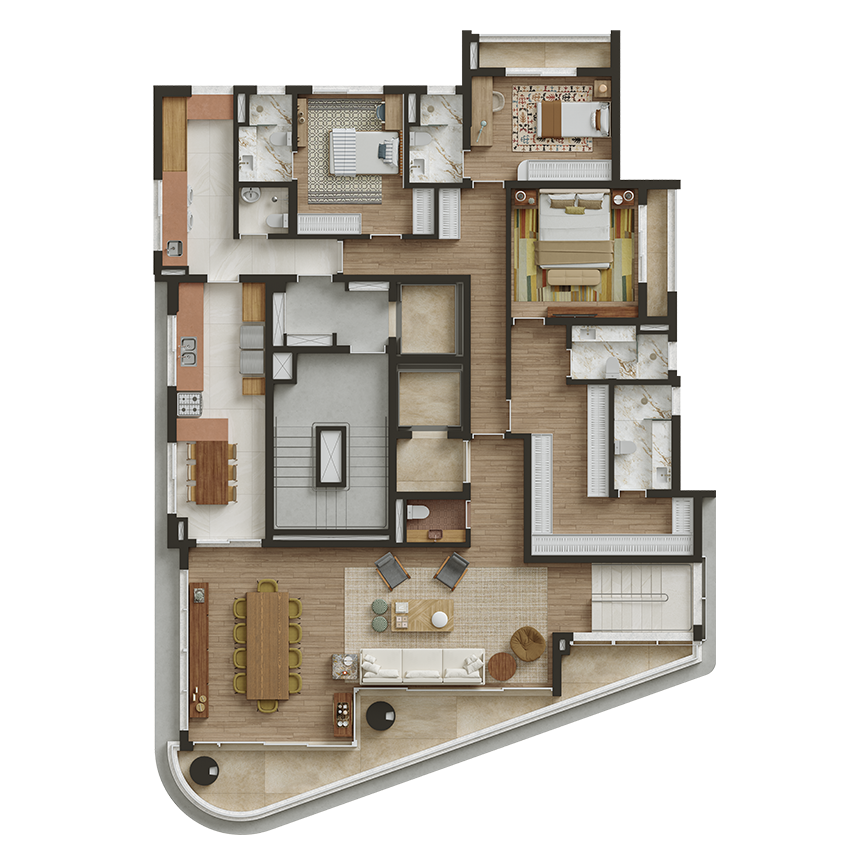 Cobertura Duplex - 402 m² Pavimento inferior