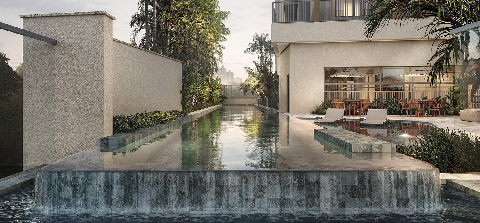 Perspectiva Artística da Piscina com Borda Infinita
