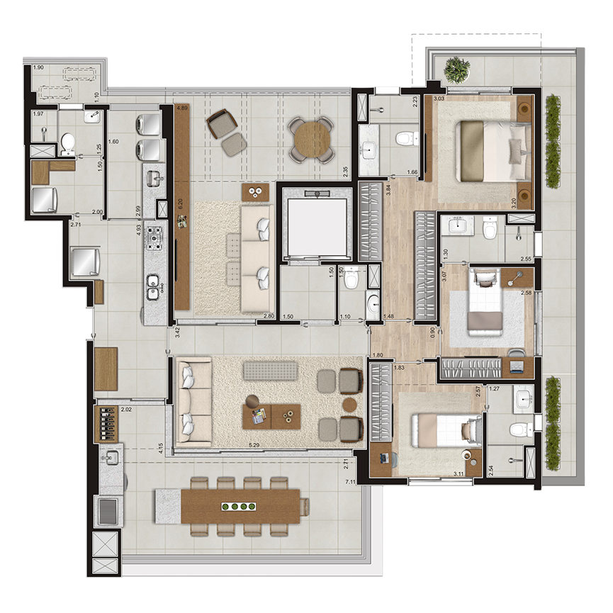 179 m² Garden - 3 suítes, 2 Vagas
