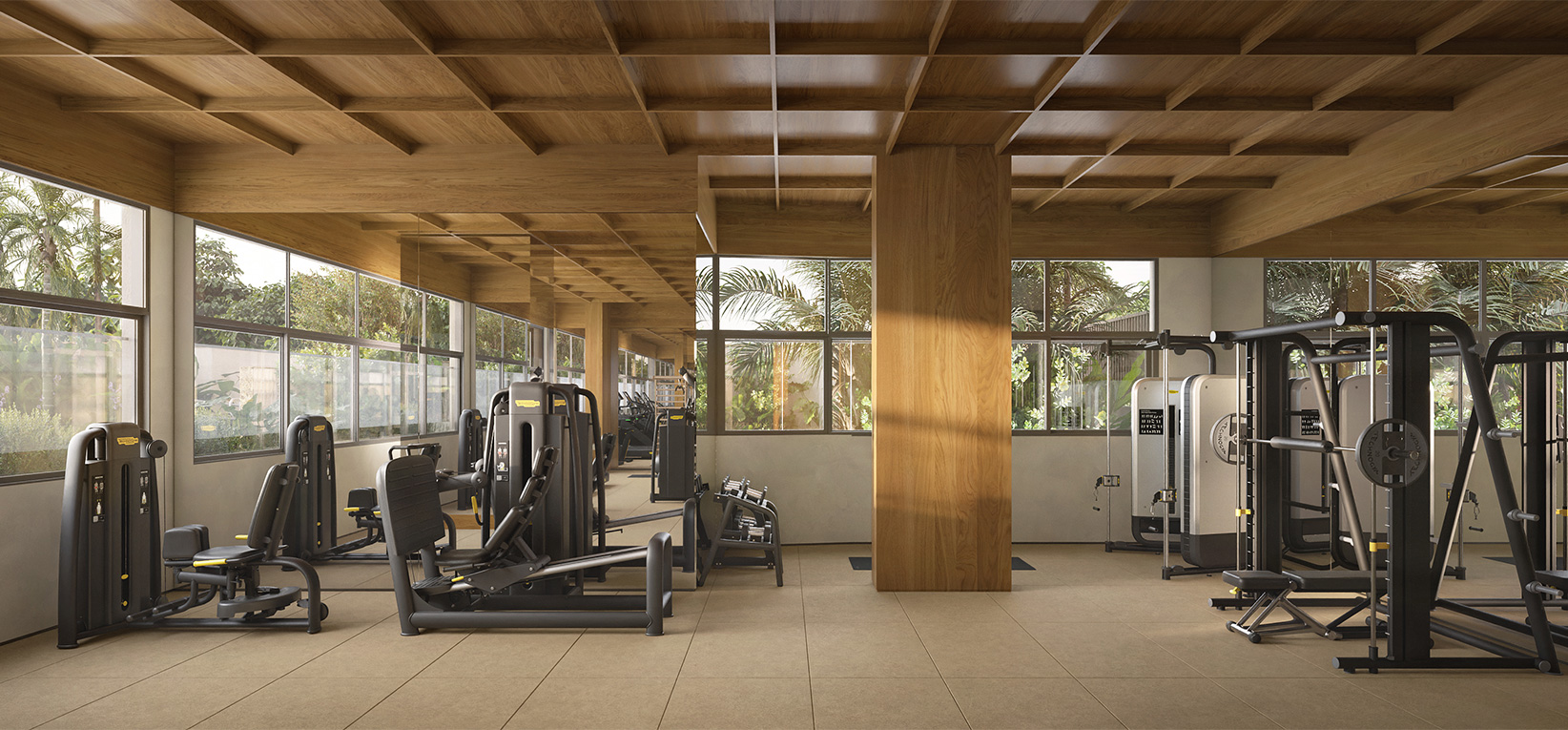 Perspectiva Artística da Academia com Equipamentos Technogym